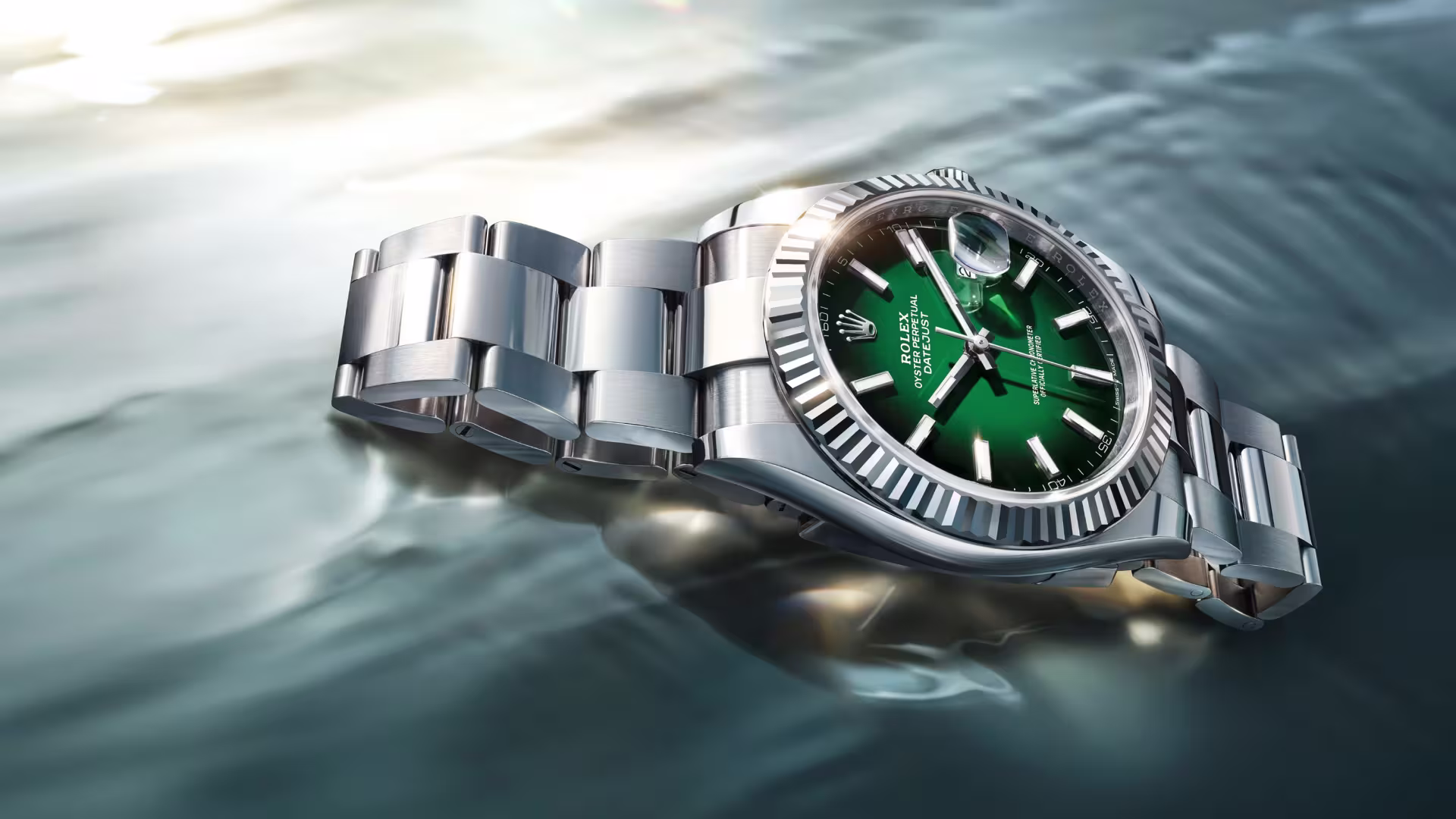 Rolex Datejust 41 cadran vert, bracelet Oyster
